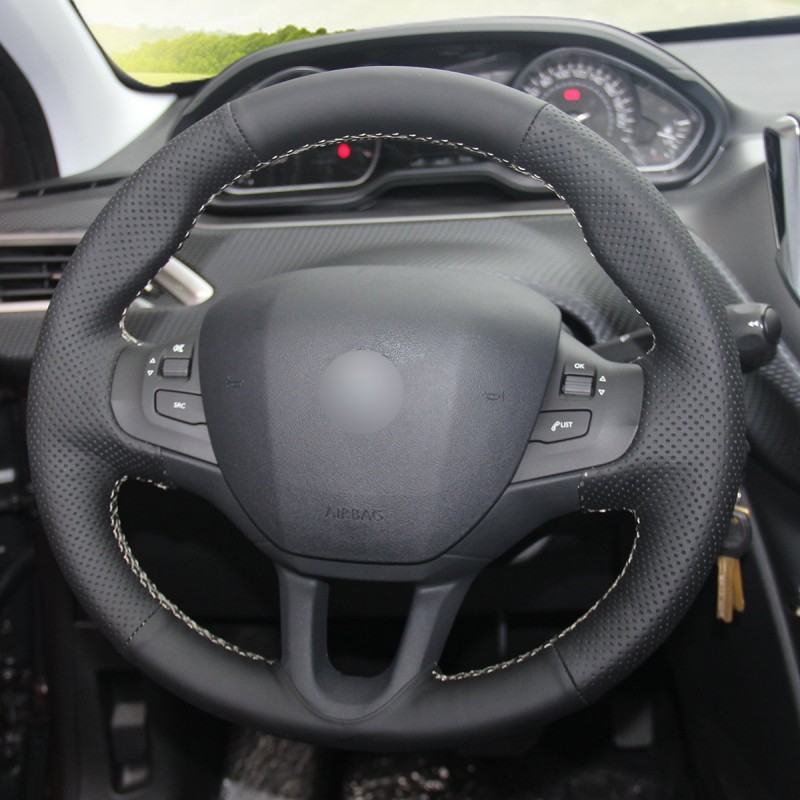 Loncky Auto Custom Fit OEM Black Genuine Leather Steering Wheel Cover